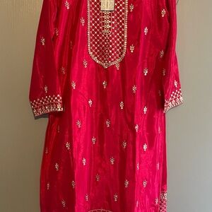 Karma Red Formal Saree with Gold Accents